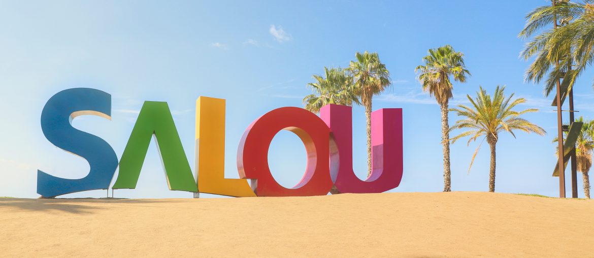 The iconic SALOU sign at the beach